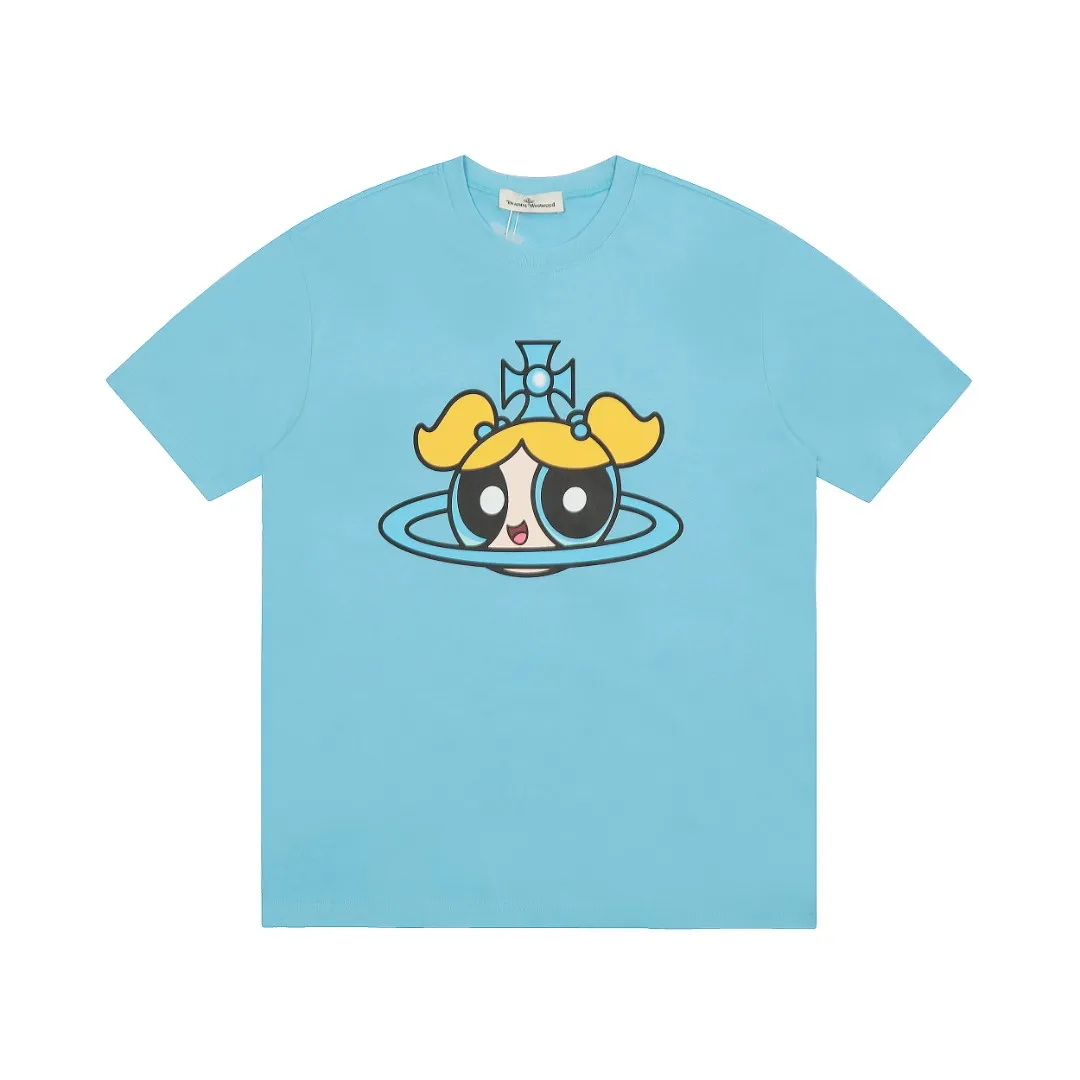vivienne west wood Vivienne Powerpuff Girls co-branded printed short-sleeves are simply not good-looking! Same style for men and women, the rise of the retro second dimension Color: Huahua (pink) Bubble (blue) Maomao (green) Size: XS-L